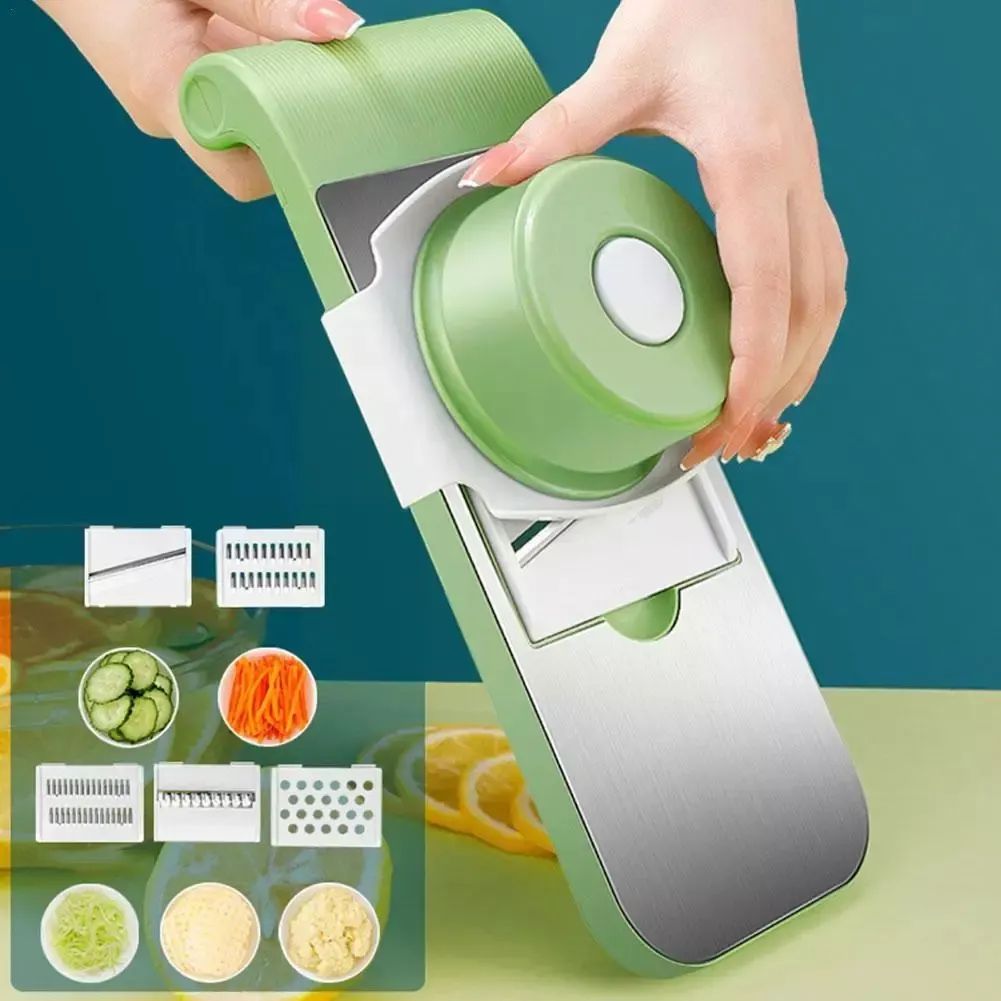 5 in 1 Stainless Steel Vegetable Cutter & Mandoline Slicer with Box – Multi-Function Food Grater, Peeler & Slicer Tool for Kitchen Use